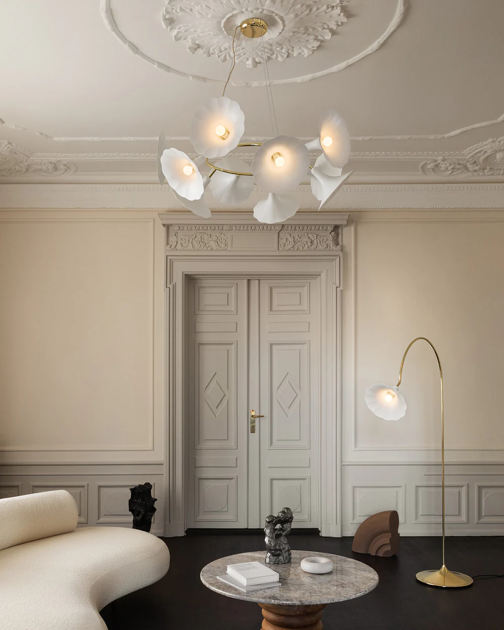 Nuura Petalii gulvlampe e14 - Hvit/messing - Bilde 7