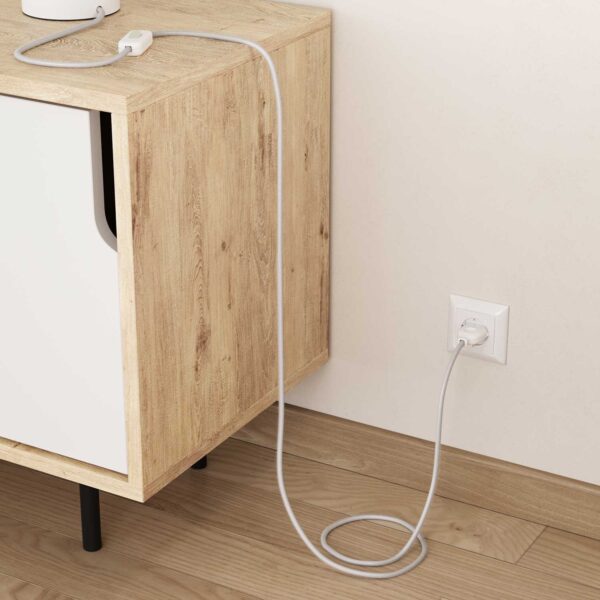 Rund kabel hvit bomull 2x0,75 - Bilde 3
