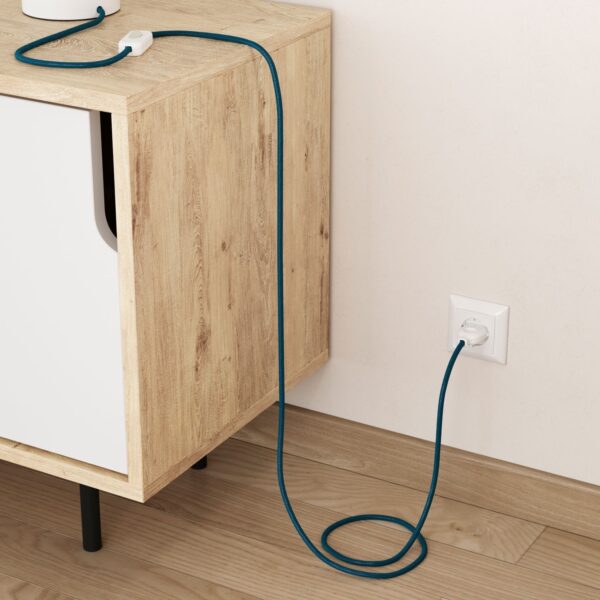 Rund kabel azurblå bomull 3x0,75 - Bilde 3