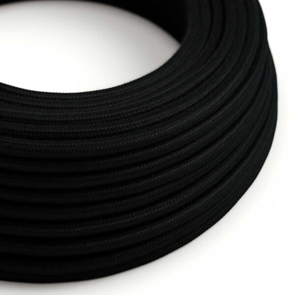 Rund kabel svart bomull 3x0,75