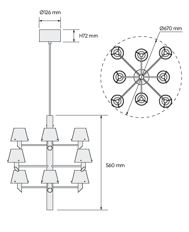 Gil 12 Lysekrone - Messing/Opal - Bilde 3
