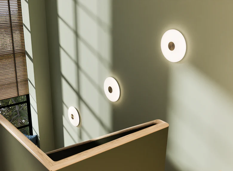 Glint glass vegglampe ø36 - Hvit/Messing - Bilde 4