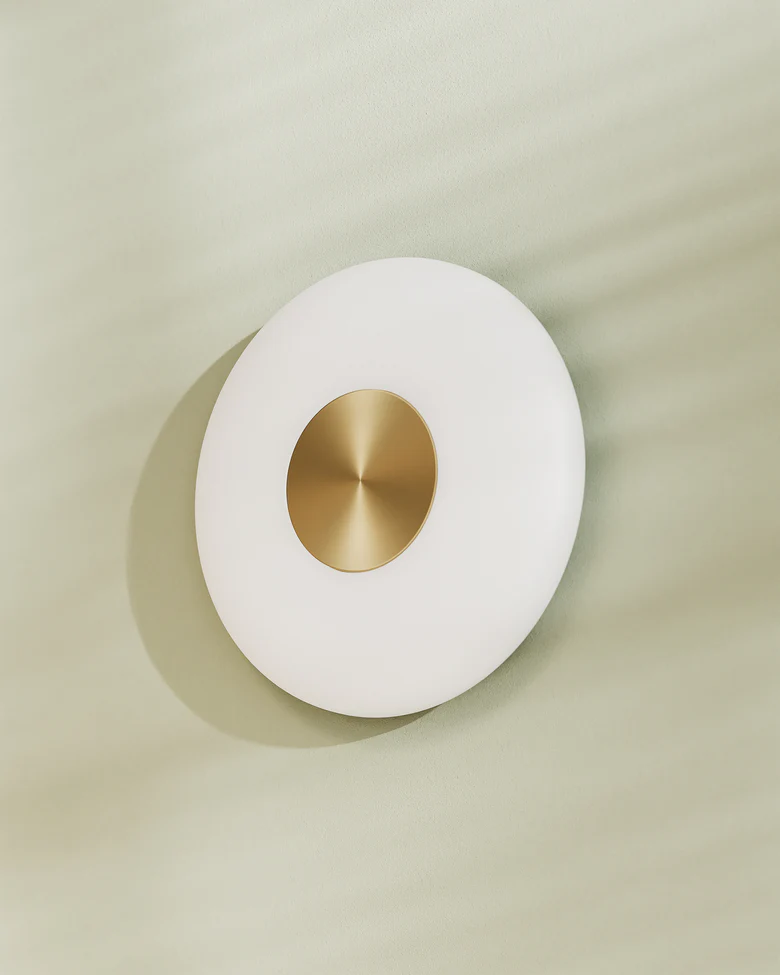 Glint glass vegglampe ø36 - Hvit/Messing