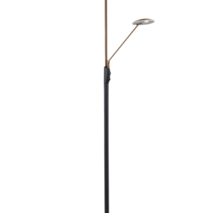 Bergamo gulvlampe uplight m/lesearm 28+6W CCT Dimbar - Sort/ Patinert messing